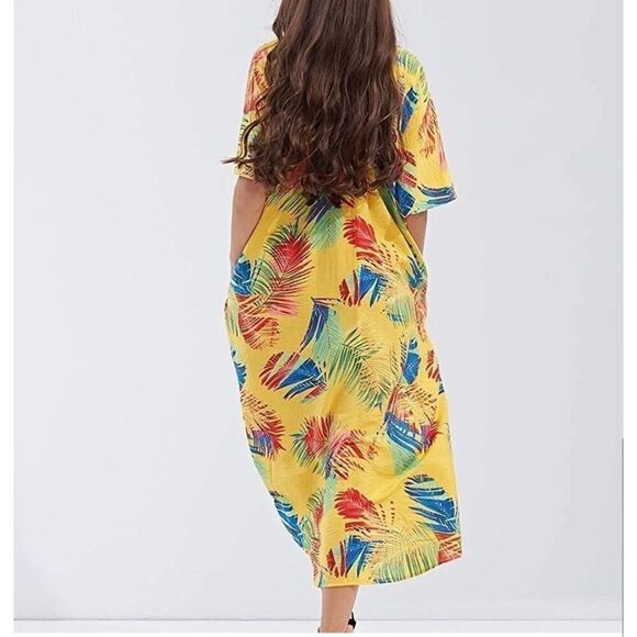NWT Womens Yumiday Tropical Palm Flowy Airy Dress or Beach Swim Coverup - Sz S - Picture 2 of 4